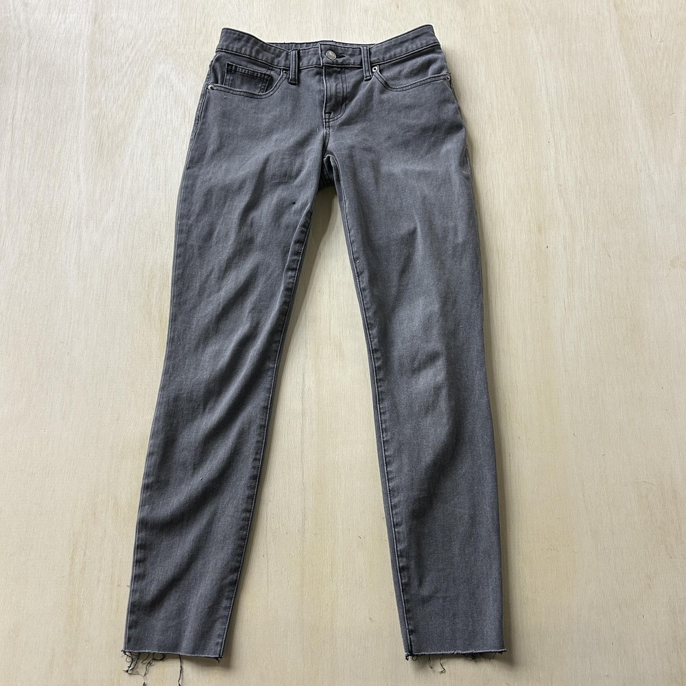 Lucky Brand Skinny‎ Jeans Womens 26x28 Gray Charcoal Distressed Raw Hem Denim